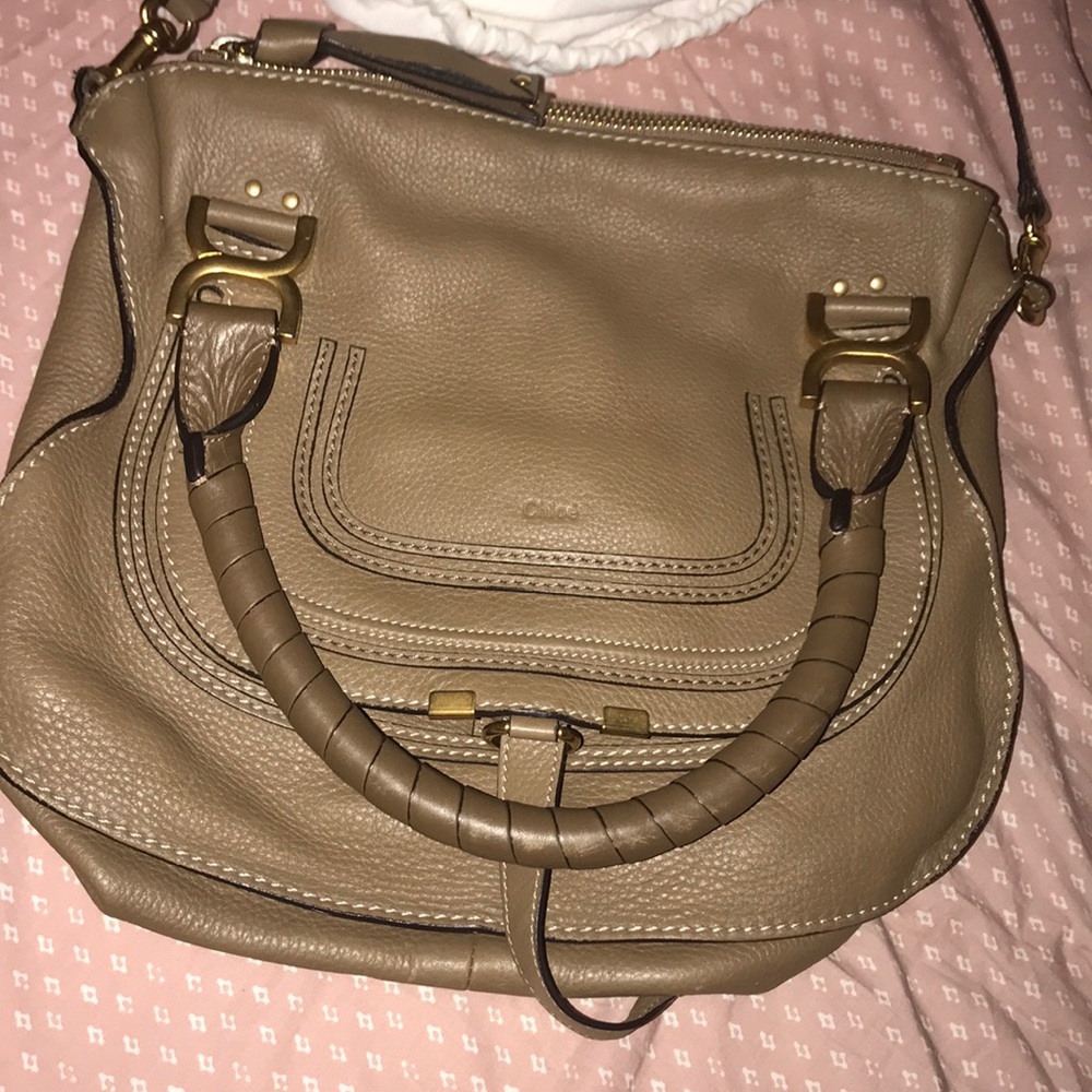 Chloé Medium Marcie Leather Satchel in Nut